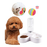 Bebedero Dispensador Automático Alimento Para Mascotas Perro Color Blanco