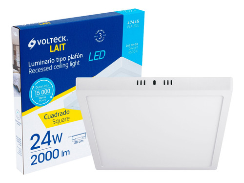 Plafón Cuadrado Moderno 24 W 6500 K Led Blanco Volteck 47445