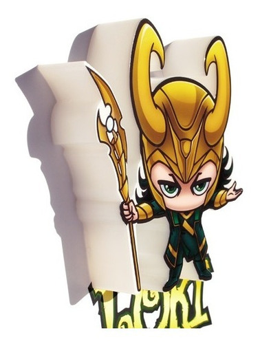 Luz Decorativa Mural 3d Mini Loki Marvel Vengadores