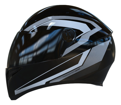 Casco Integral Moto Vertigo V50 Phantom Negro Blanco Brillo