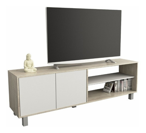 Mesa Tv Rack Living 75 Pulgadas 2 Puertas Estante 4100 Color Nevado/everest