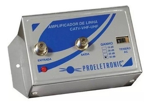 Amplificador De Linha 30db Antena Sinal Digital Uhf Tv Cabo