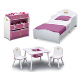 Cama Infantil Para Niña Juguetero Y Mesa Con Sillas Princesa