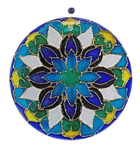 Mandala Vidro  Amor Sucesso Paz Saúde Parede Ou Pendente15cm