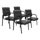 Set De 4 Sillas De Recepción Segawe Color Negro Para Sala