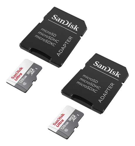 Kit 2 Cartão Memória Micro Sd Sandisk 128gb Classe 10 Ultra