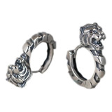 Aretes Argolla Gato Tigre Hombre Mujer 100% Plata S925