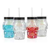 Juego De 4 Mason Jars Con Forma De Calavera Iridiscente - 16