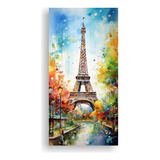 25x50cm Cuadro Estilo Acuarela De La Torre Eiffel Viva