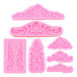 7pcs Molde Silicona Barroco Encaje Curlicues Scroll Fondant