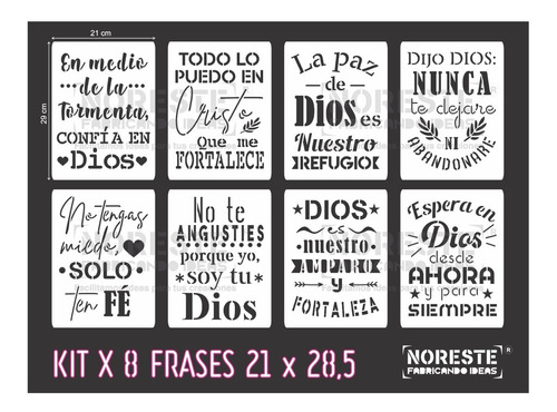 Kit Stencils Frases Cristianas Dios 21x29 Noreste Ideas