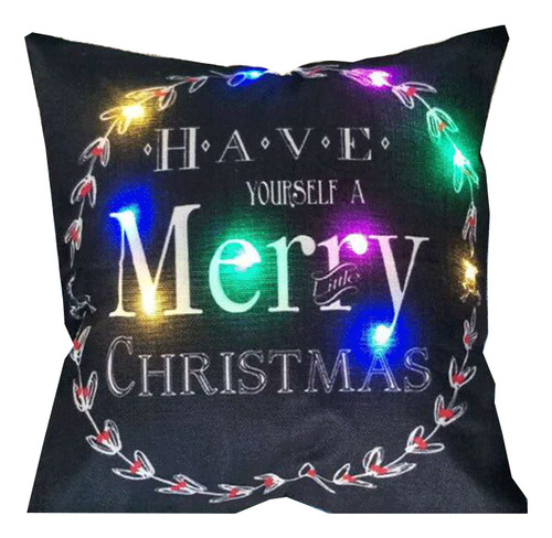 Fundas De Almohada Navideñas Con Led Negras, Decoración De L