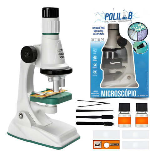 Microscópio Óptico Educacional Infantil Com 3 Lentes 1200x