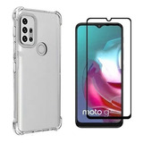 Capa Anti Impacto E Pelicula Vidro 9d Para Moto G30 6.5 Pol