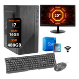 Computador I7 16gb Ssd 480gb Monitor 20 Teclado Mouse 10 Pro