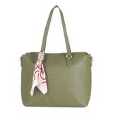 Bolsa Satchel Para Mujer Cloe Troquelado A Círculos Color Verde