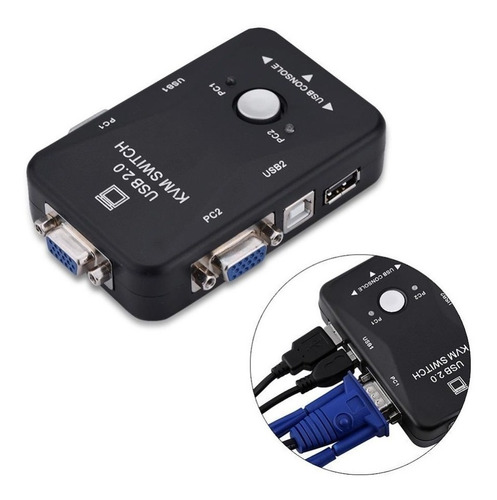 Conmutador Kvm 2 Puertos Usb Vga Puede Administrar 2 Pc