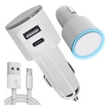 Carregador Veicular Led Turbo + Cabo Para iPhone Usb 2 Saída