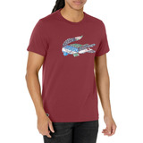 Playera Lacoste Corta Casual Tinto Caballero Mod Th1801-51