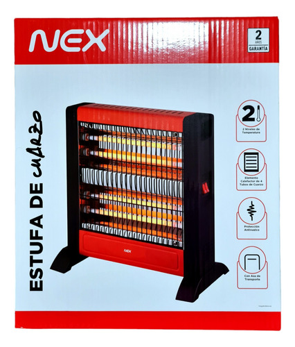 Calefactor Estufa Cuarzo 1000w 2 Niveles Antivuelco Nex Asas