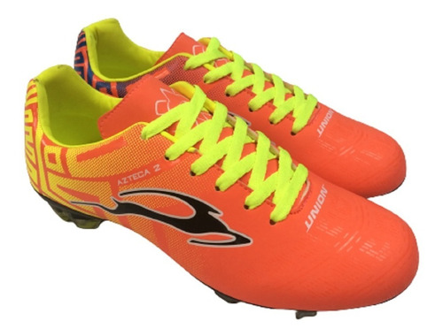 Zapato Futbol Soccer Tachones Union Resistente Naranja Neon
