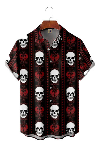 Camisa Hawaiana Unisex De Halloween Con Forma De Calavera, C