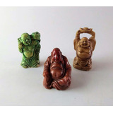 Antigo Trio De Esculturas Representado Budas 7061 Rrdeco