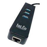 Intco Adaptador Hub Usb 3.0 A Red Ethernet Kq-003h