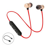 Fone Ouvido Magnetico Bluetooth 5.0 Microfone Estereo Musica Cor Vermelho