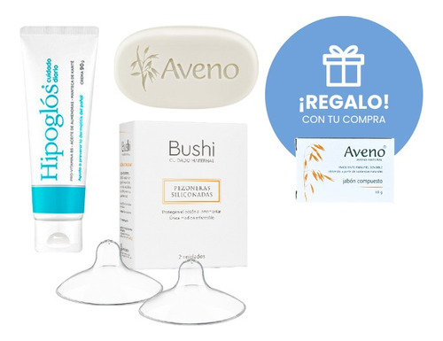 Kit Crema Hipoglós 90g+ Jabón Aveno + Pezoneras Bushi