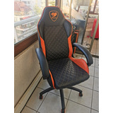 Silla Gamer Cougar Fusión. Cuero Sintético Negro Y Naranjo.