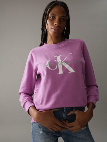 Sudadera Morado Con Monograma Y Logo Calvin Klein Mujer