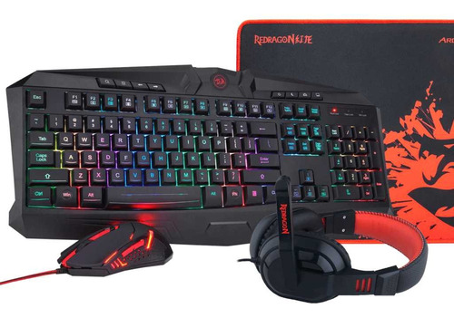 Combo Redragon S101-ba-1 Teclado Mouse Auriculares Mouse Pad