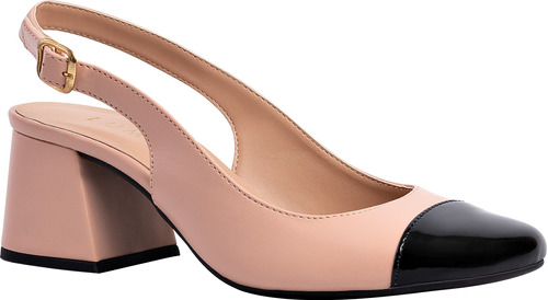 Sapato Social Feminino Scarpin Boneca Slingback Salto Bloco