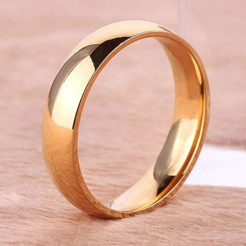 Anillo En Acero Baño Oro 18k Y Laminado