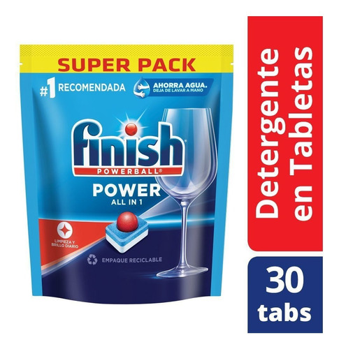 Detergente Para Lavavajillas Finish Automático Powerball All In 1 Max Tabletas No Repuesto 30 u