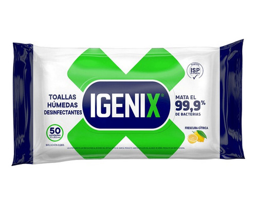 Toalla Humeda Desinfectante Igenix 50 Unidades 3un