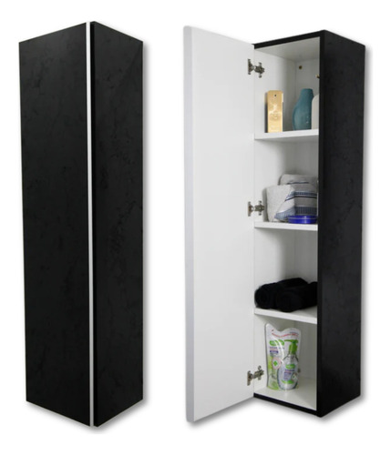 Mueble De Baño Tolva Colgante Organizador Negro Laqueado