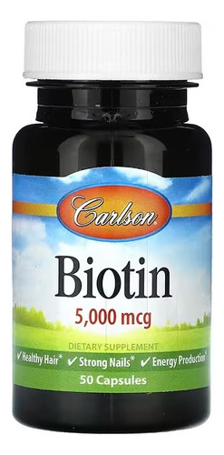 Carlson Labs Biotina 5000 Mcg Vitamina B 7 50 Caps Sabor Sin Sabor