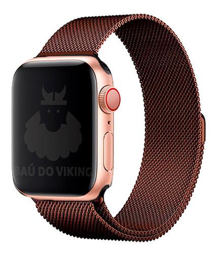 Pulseira Aço Milanês Milanese P/ Apple Watch 42mm 38mm 44mm Cor Marrom-café Largura 40 Mm