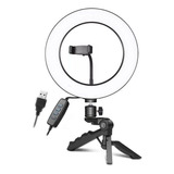 Iluminador Ring Light Led 26cm Tripé 3500k-5500k Usb