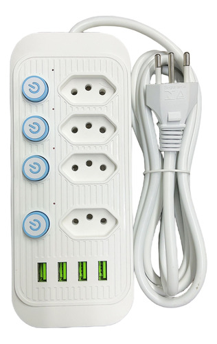 Régua Extensão 4 Tomadas E 4 Usb 4 Pd Led Bivolt 110v/220v