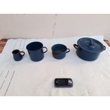 Lote Antiguos Enlozados Olla Hervidor Taza Mate Decoración