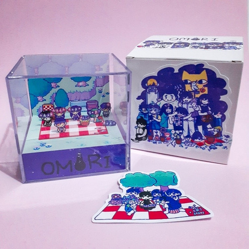 Diorama Omori Picnic Da Mari Cubo De Acrílico 9x9x9cm