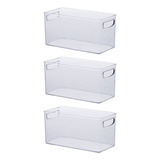 Organizador Geladeira Cozinha Acrílico 30x15x15 Cm Kit 3 Un Cor Transparente