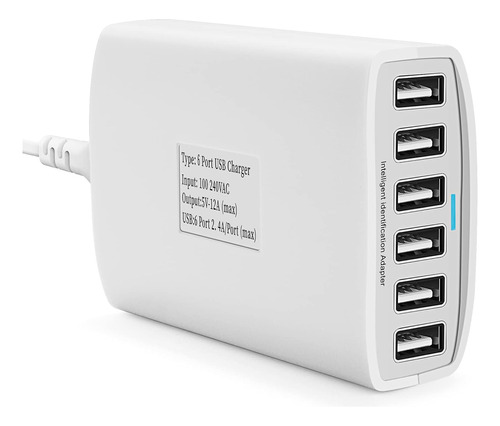 Usb Charger 60 Watt 12a 6-port Powerport 6 Multi Usb Wall Ch