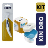 Kit Limpeza De Prótese Kin Oro - Escova Protese + Estojo