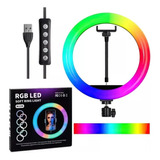 Aro De Luz Rgb Multicolor 26 Cm Profesional + Tripode 2m