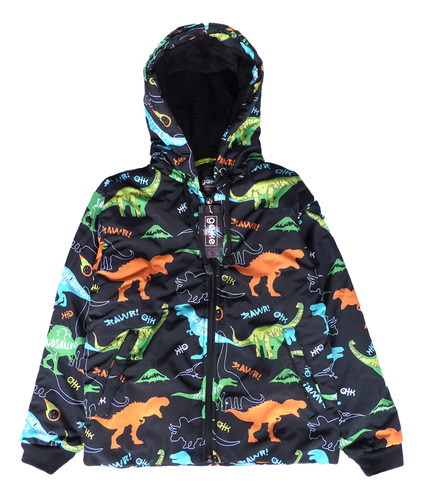 Chaqueta Dinosaurios Negra Para Niños Lluvia