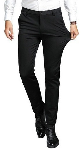 Pantalones De Vestir Hombre Formal Slim Color Solido